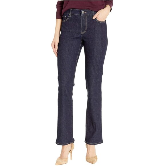 NWT Lauren Ralph Lauren Women' s Mid Rise Straight Jeans Dark Rinse Wash 4 - Picture 1 of 5
